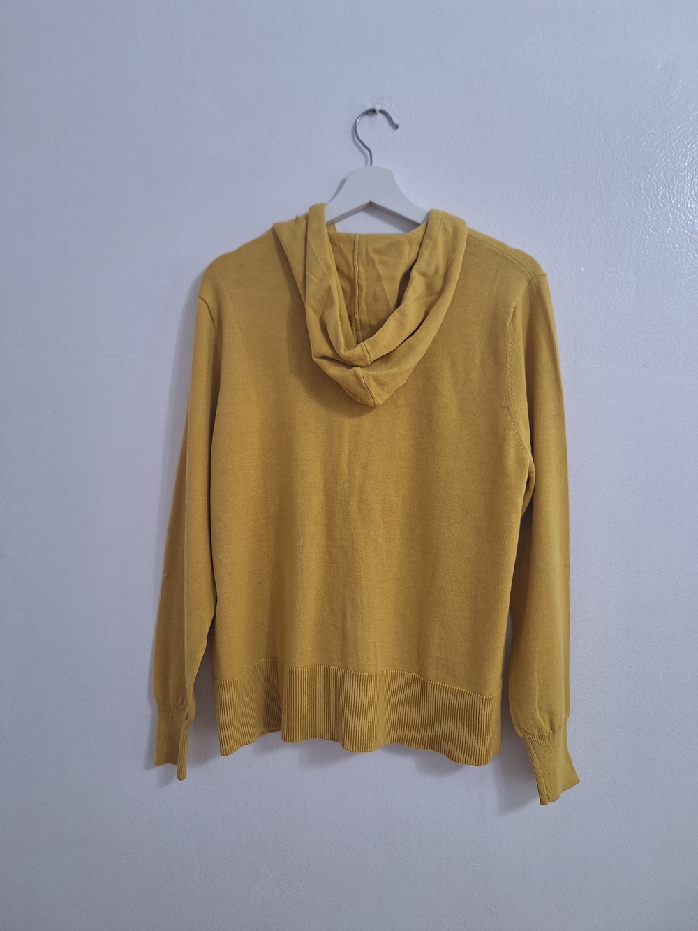 NWT evy's tree Mustard Yellow Hoodie Sweater with Blue Floral Motif - Picture 4 of 11